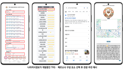 개발중인 관광추천서비스 나라 TOUR 화면 예시